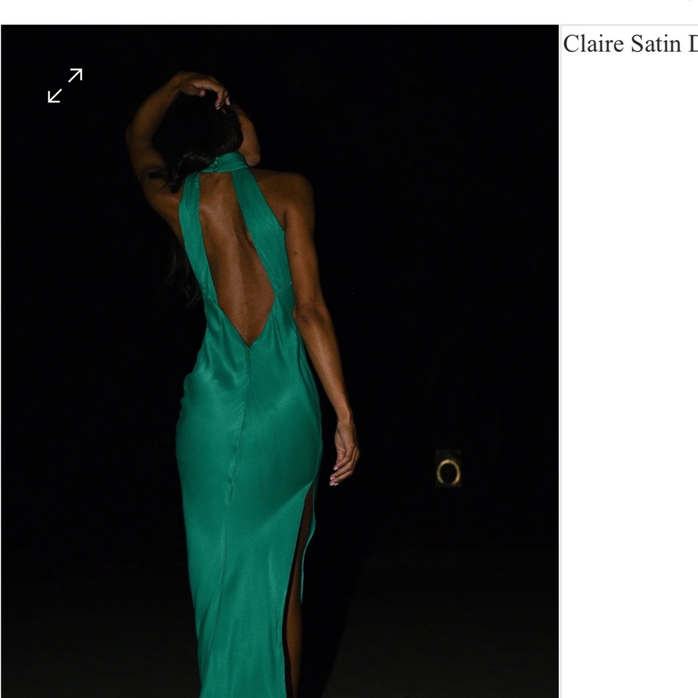 Meshki CLAIRE
Satin Drape Back Maxi Dress with Split - Green